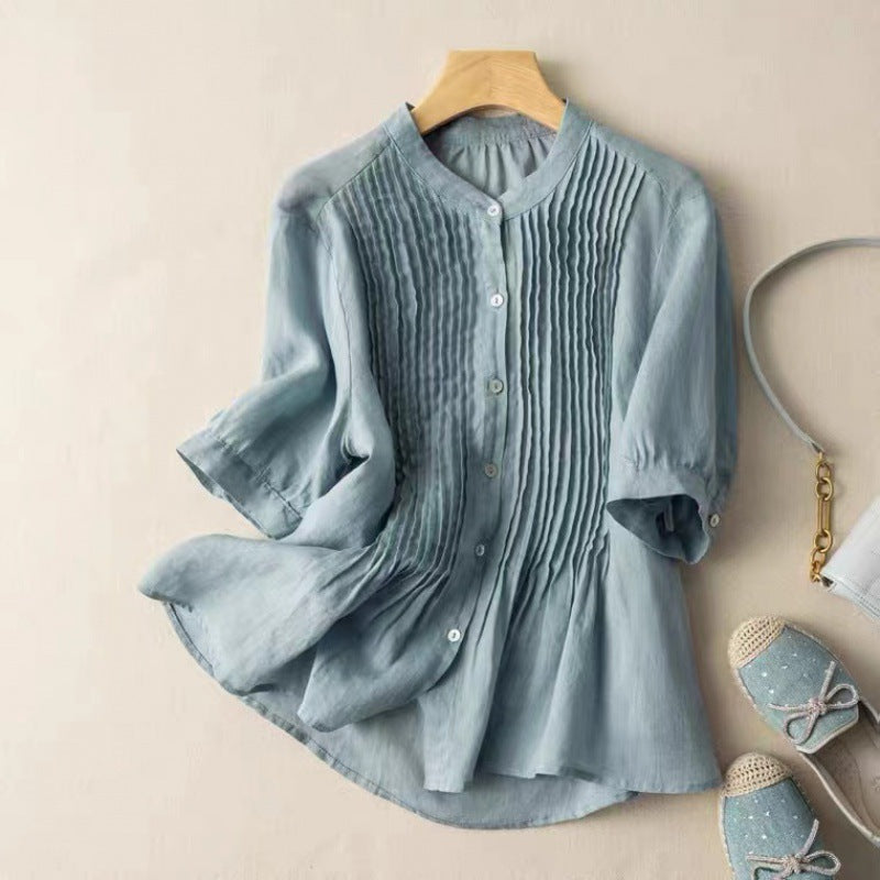 Noelle™ – Fine Pleat Casual Shirt