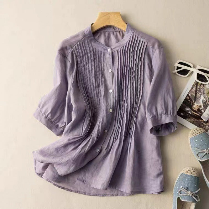 Noelle™ – Fine Pleat Casual Shirt