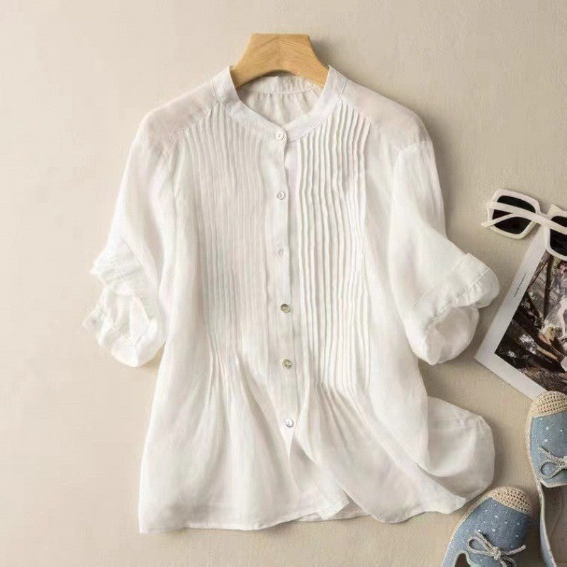 Noelle™ – Fine Pleat Casual Shirt