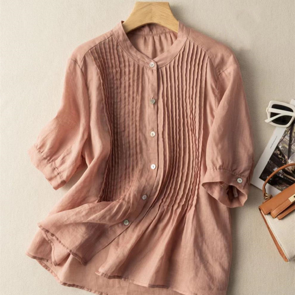 Noelle™ – Fine Pleat Casual Shirt