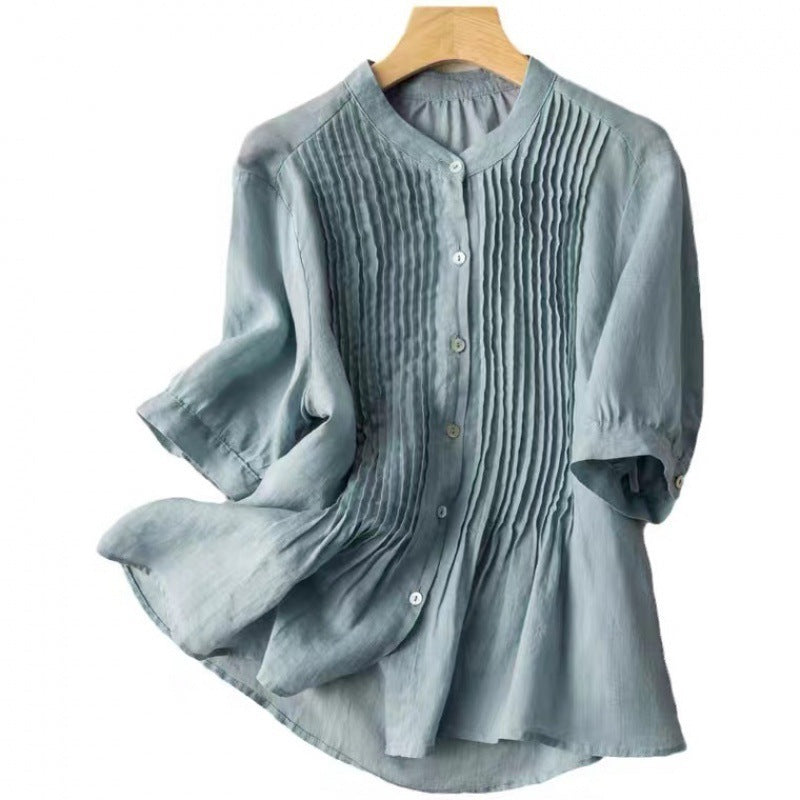 Noelle™ – Fine Pleat Casual Shirt