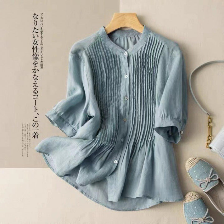 Noelle™ – Fine Pleat Casual Shirt