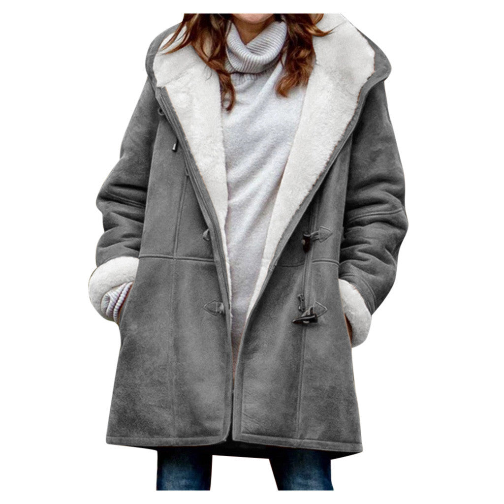 Soleil™ – Hood Button Woman Cosy Winter Coat