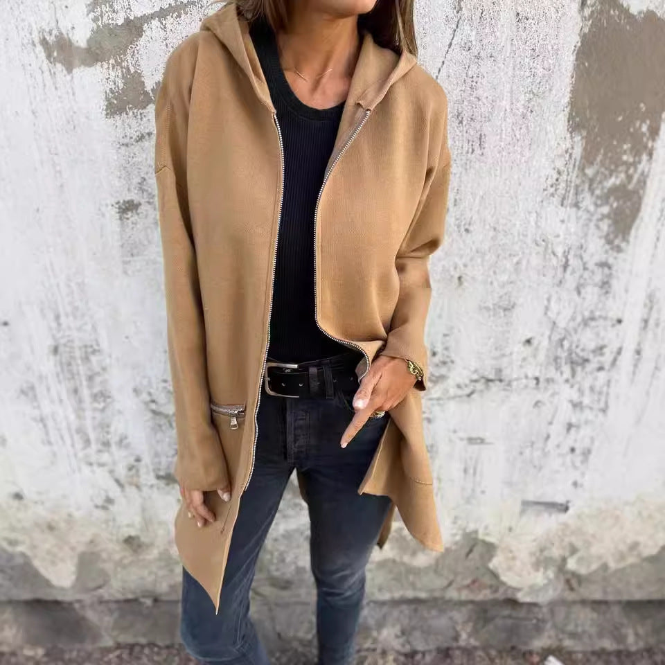 LunaHearth™ – Solid Color Hooded Jacket For Woman