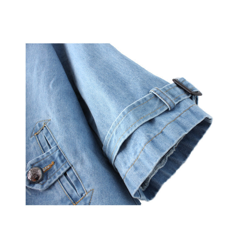CapeDenim™ – Women’s Double-Breasted A-Line Denim Windbreaker