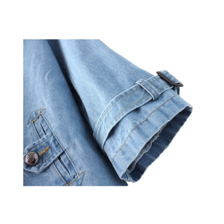 CapeDenim™ – Women’s Double-Breasted A-Line Denim Windbreaker