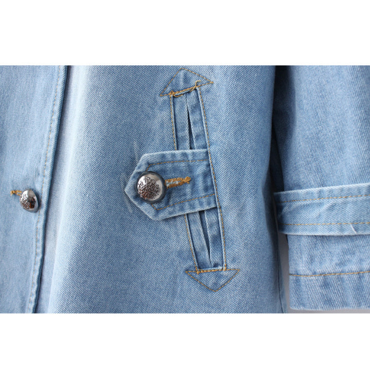 CapeDenim™ – Women’s Double-Breasted A-Line Denim Windbreaker
