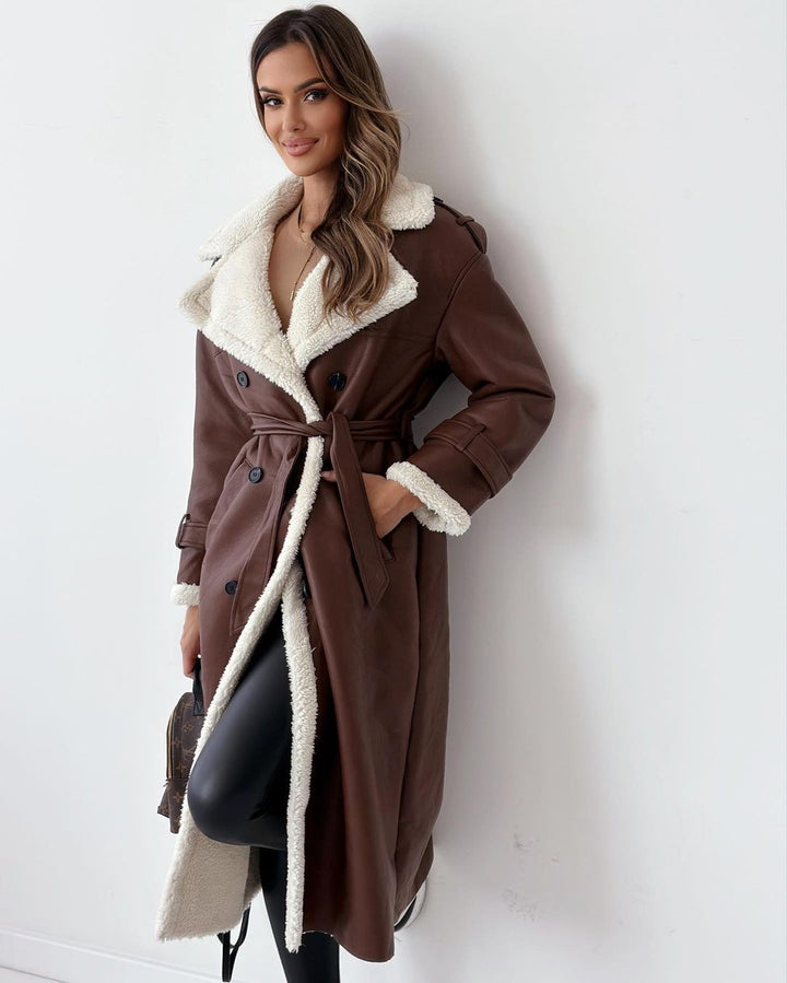 Lunara™ | Classic Long Fleece-Lined Coat with Teddy Collar