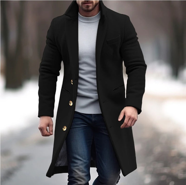 UrbanStride™ – Single-Breasted Lapel Trench Coat for Men