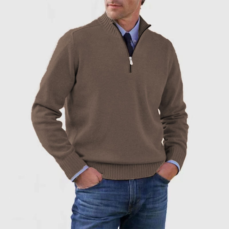 Arbor™ – premium Man stand-collar knit zip sweater