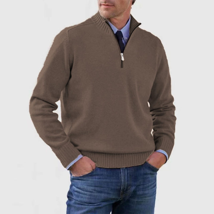 Arbor™ – premium Man stand-collar knit zip sweater
