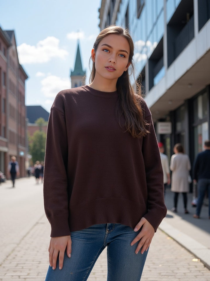 Elowen™ – Woman Check-Hem Knit Jumper Dress