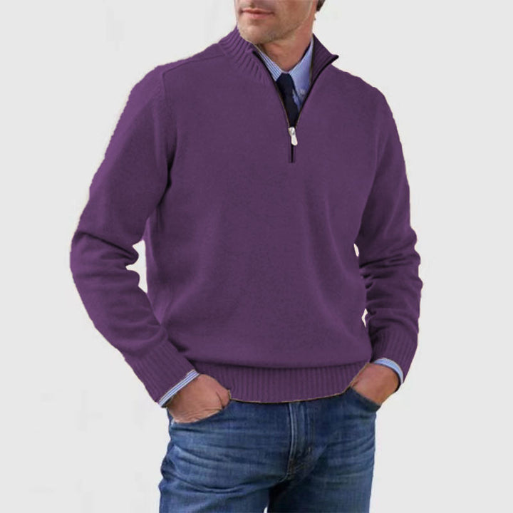 Arbor™ – premium Man stand-collar knit zip sweater