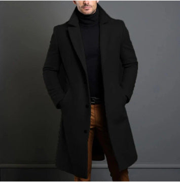 UrbanStride™ – Single-Breasted Lapel Trench Coat for Men