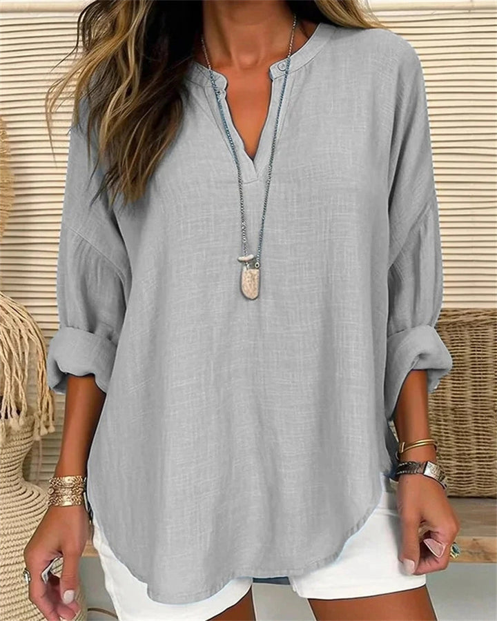 Solmira™ – Relaxed Linen Blend Top For Woman