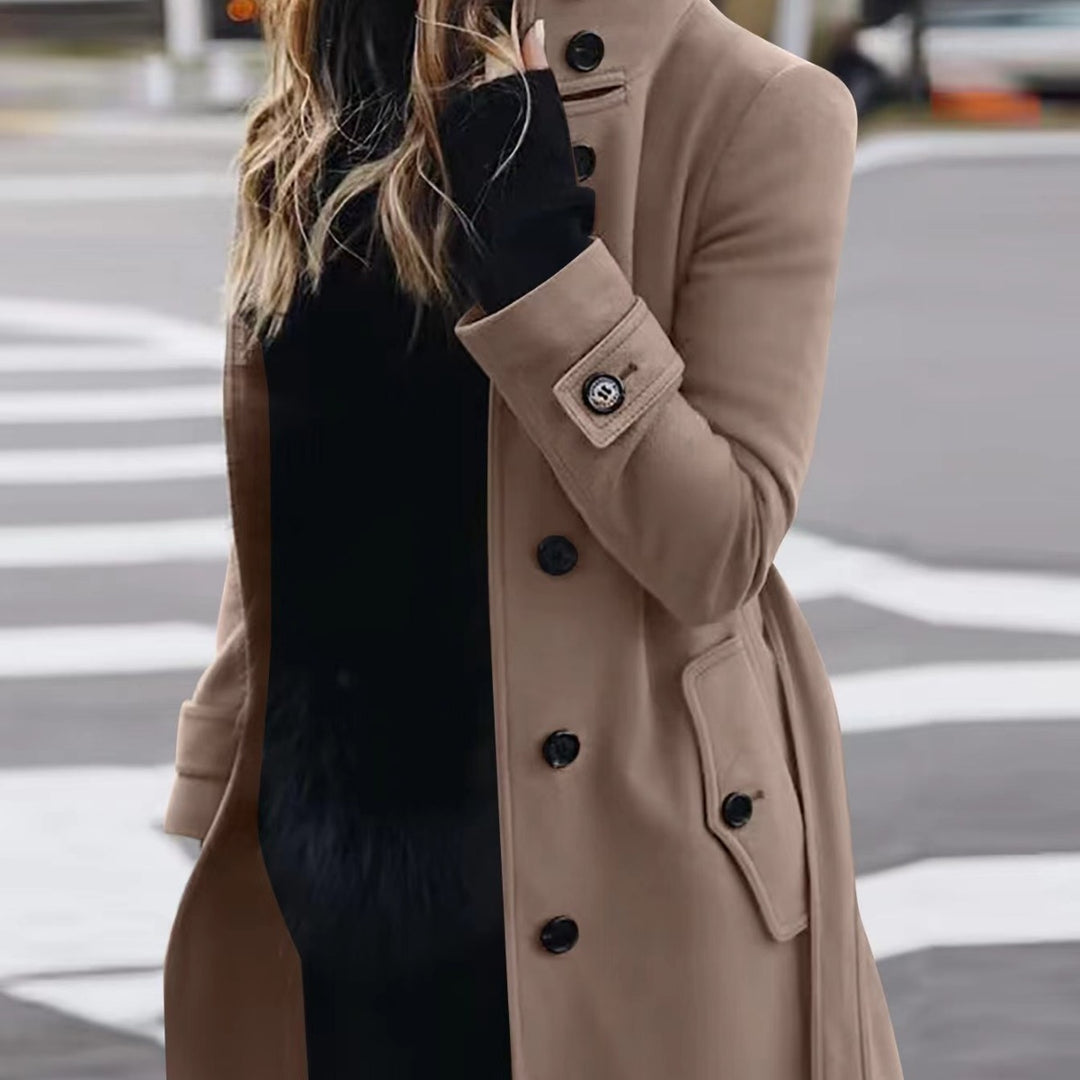 Serenelle™ – Long Woman Single-Breasted Wool Overcoat
