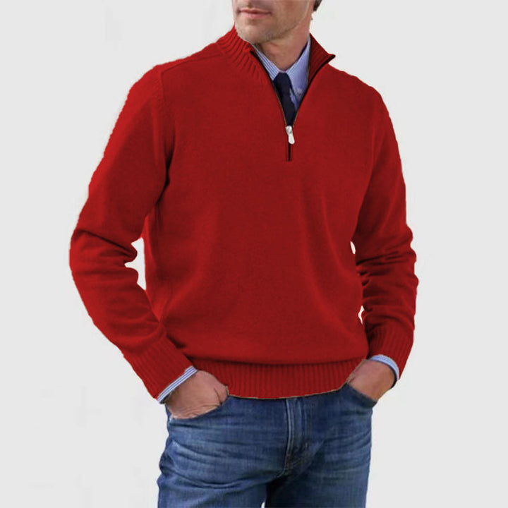 Arbor™ – premium Man stand-collar knit zip sweater