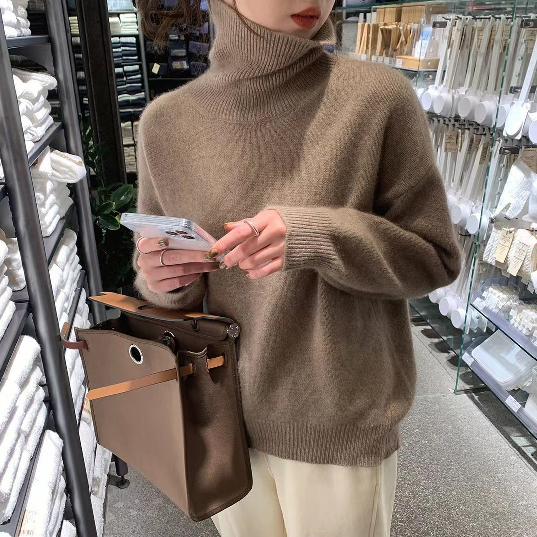 LuxeLoft™ – Woman High-Neck Relaxed Knit Sweater