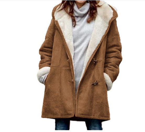Soleil™ – Hood Button Woman Cosy Winter Coat