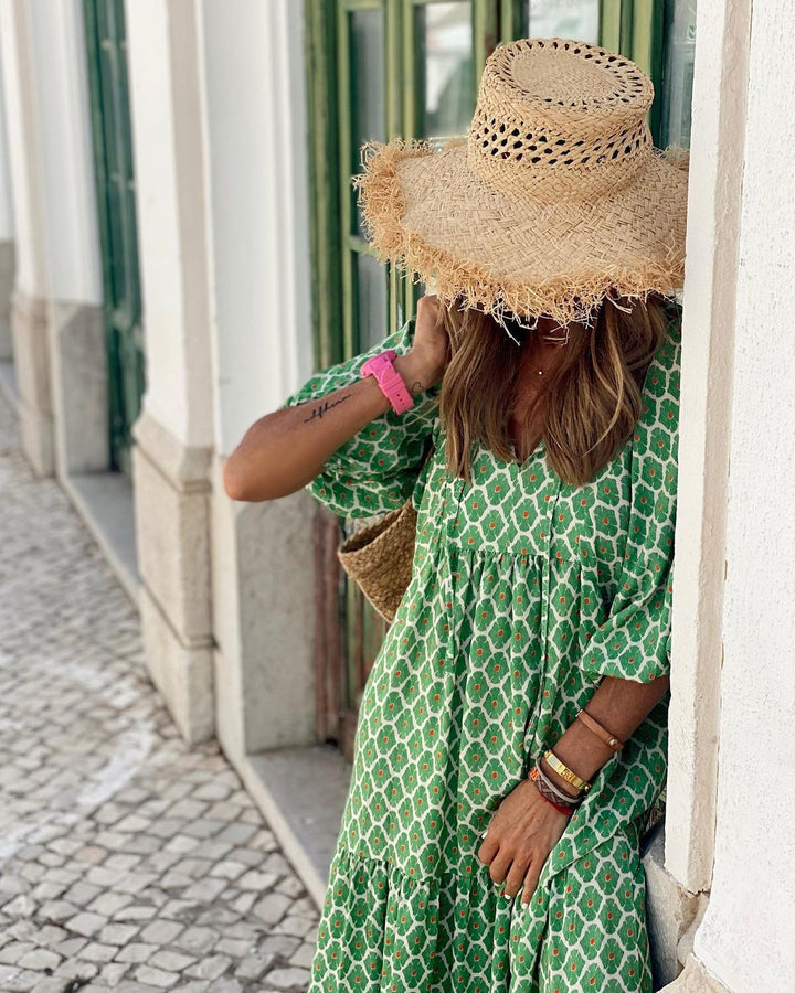 BELLA VITA™ Boho Print V-Neck Maxi Dress for Women