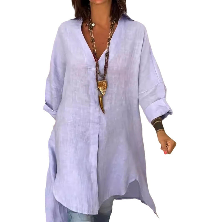 Summer Casual Cotton Linen V-Neck Shirt