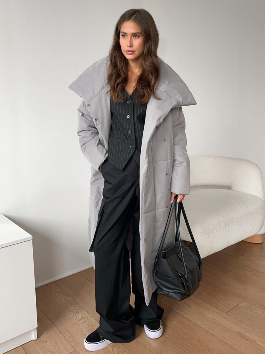 Evora™ | Women’s Stand-Collar Cotton Long Coat