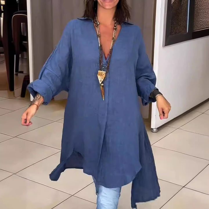 Summer Casual Cotton Linen V-Neck Shirt
