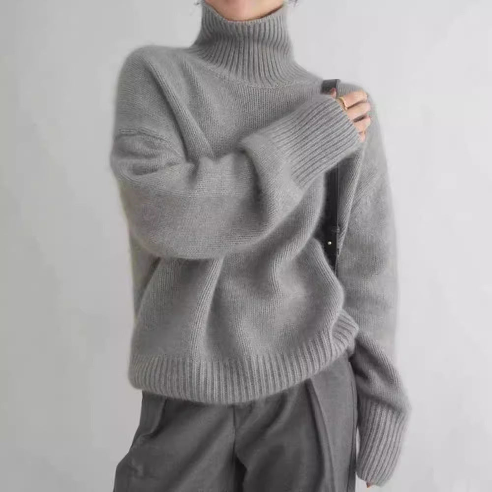 LuxeLoft™ – Woman High-Neck Relaxed Knit Sweater