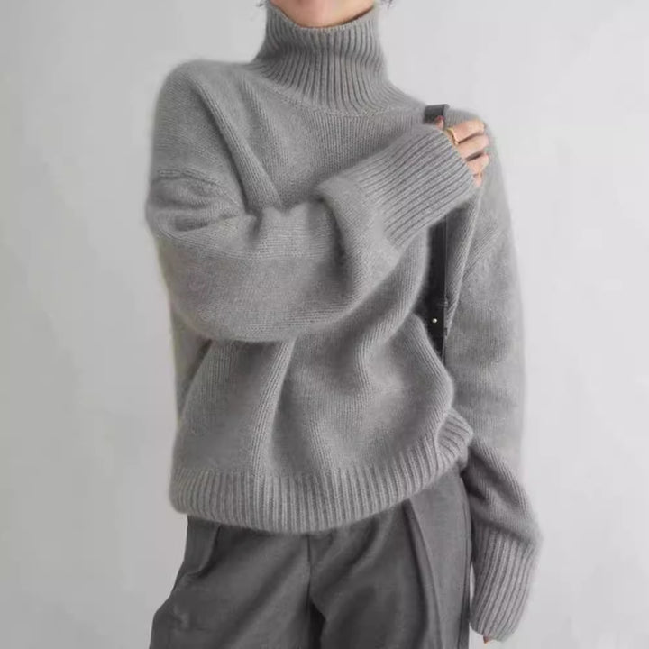 LuxeLoft™ – Woman High-Neck Relaxed Knit Sweater