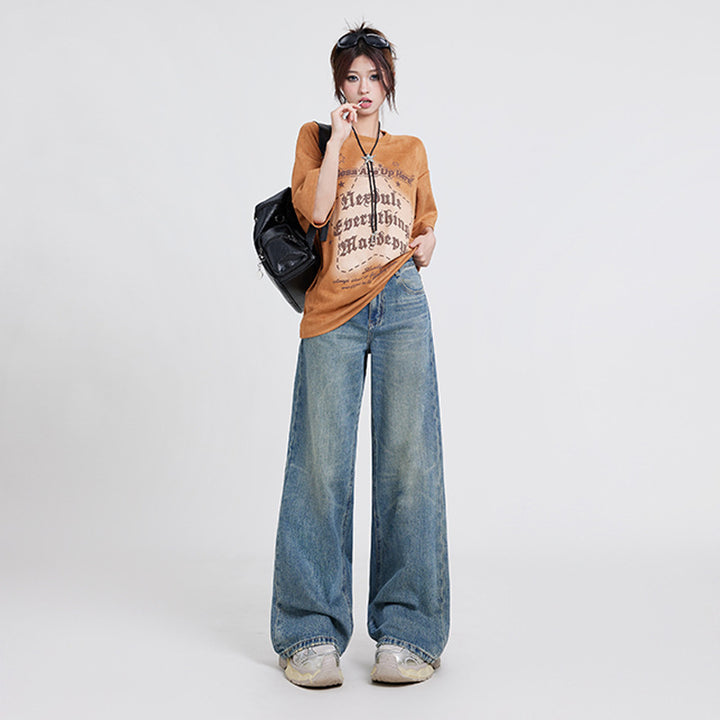 DenimFlow™ – Women’s High-Waist Baggy Straight-Leg Jeans