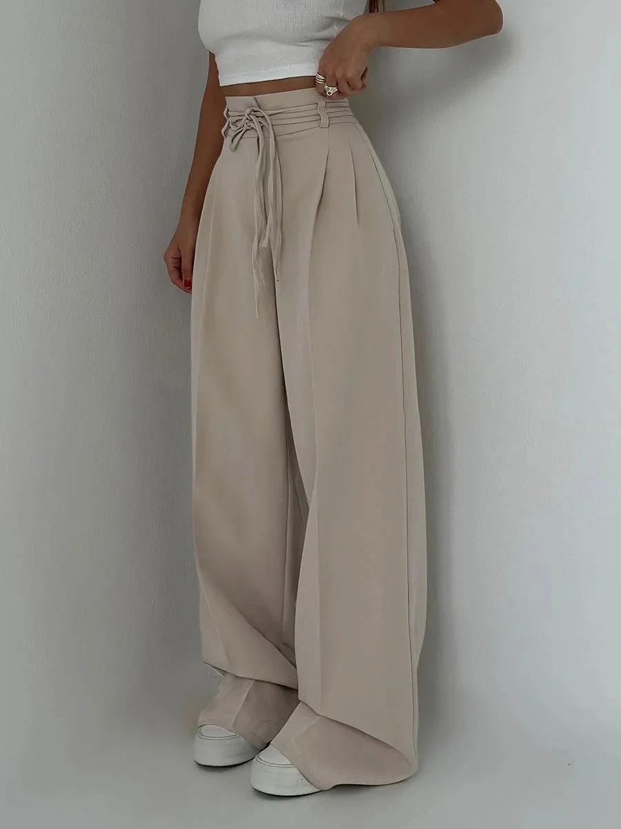 Caelina™ – Tailored Lace-Up Straight Pants