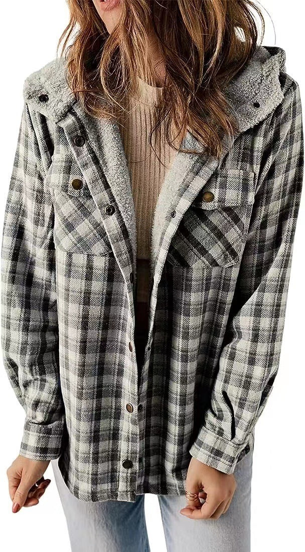 Plaidwyn™ Plaid Hooded Coat – Women’s Fleece-Lined Outerwear