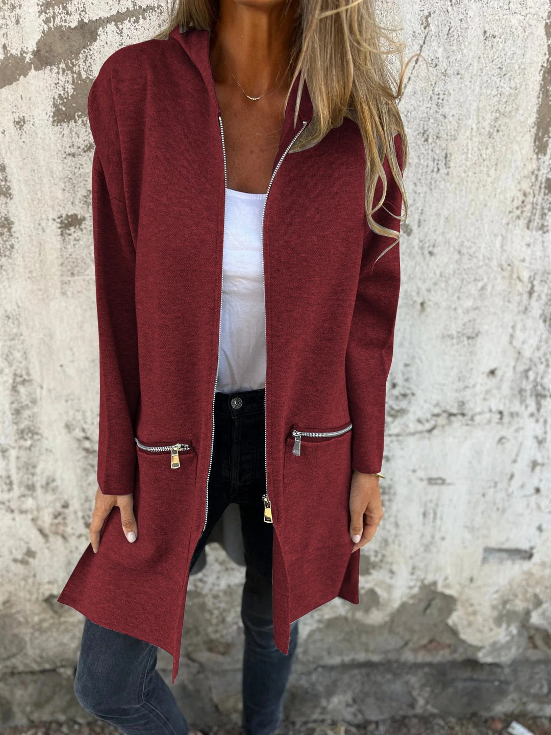 LunaHearth™ – Solid Color Hooded Jacket For Woman