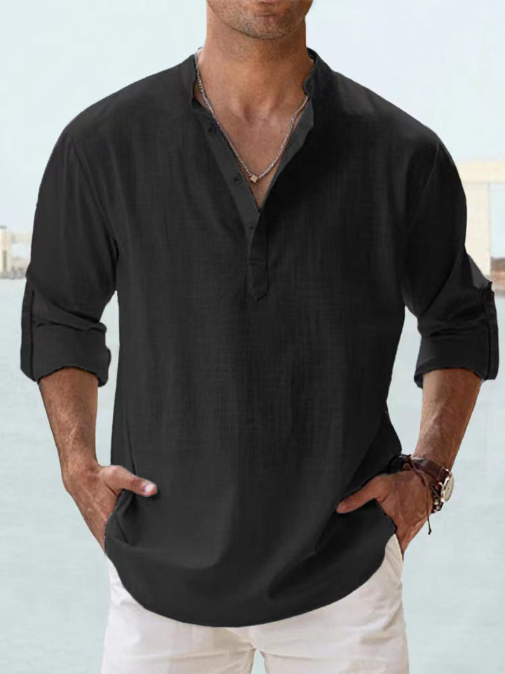 LinenCore™ – Men’s Loose Cotton-Linen Long-Sleeve Shirt