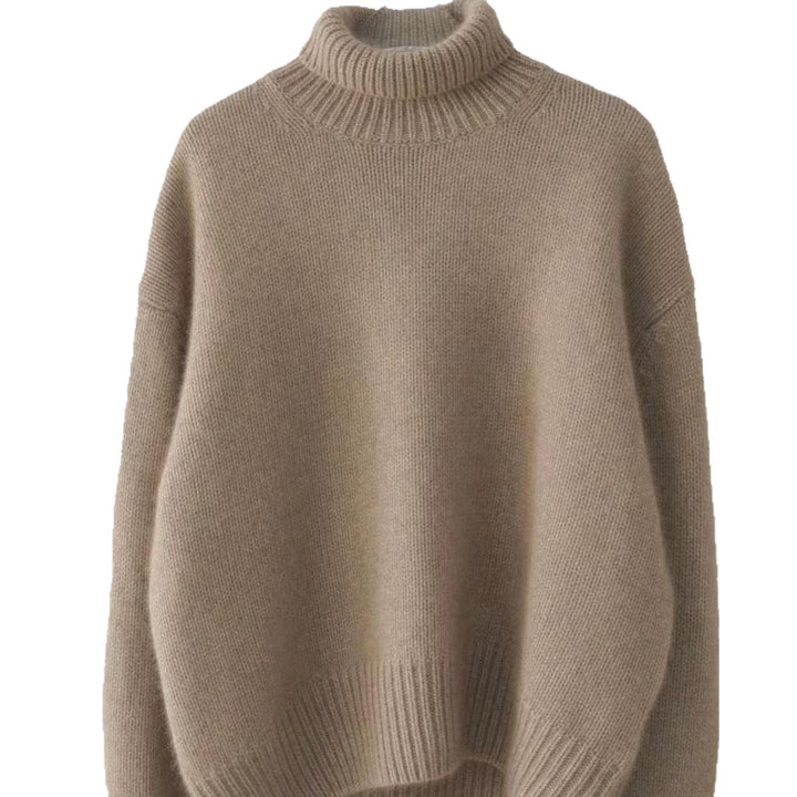 LuxeLoft™ – Woman High-Neck Relaxed Knit Sweater