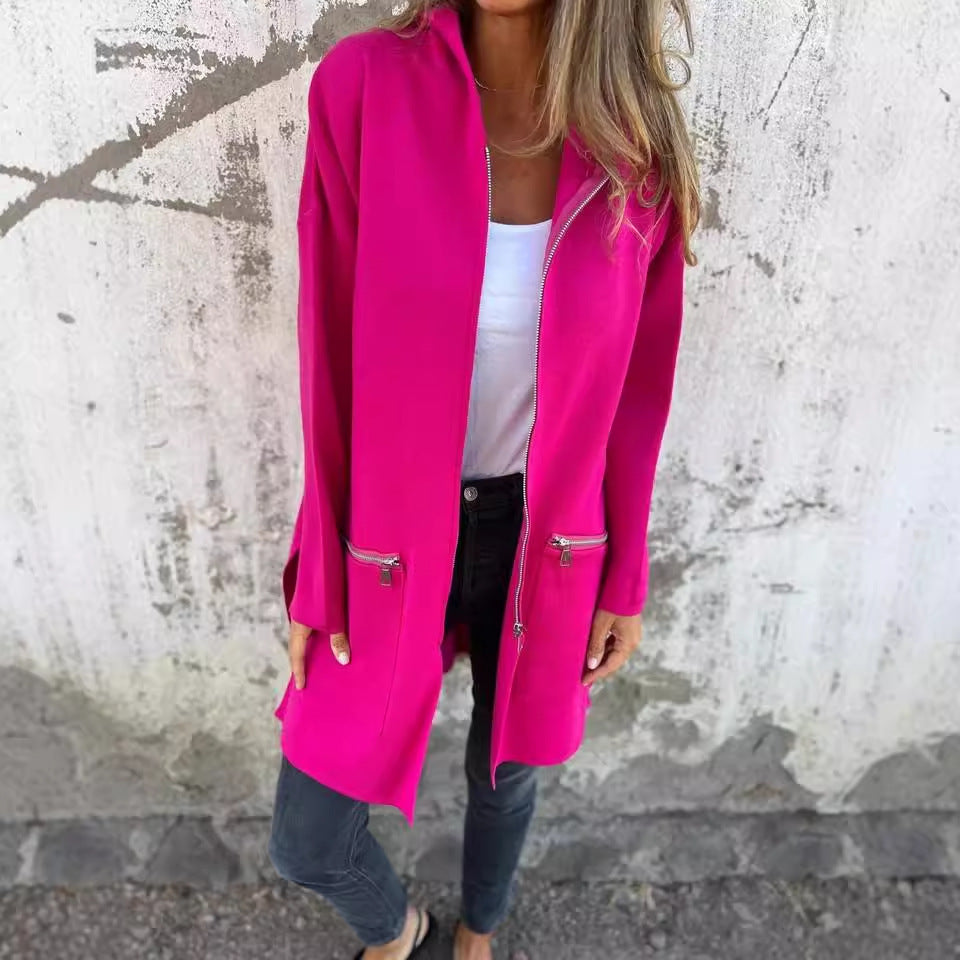 LunaHearth™ – Solid Color Hooded Jacket For Woman