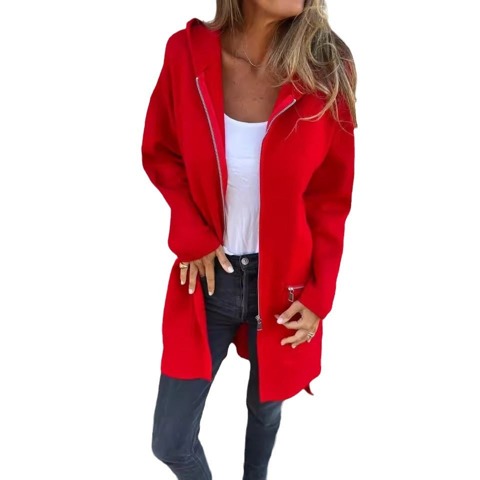 LunaHearth™ – Solid Color Hooded Jacket For Woman
