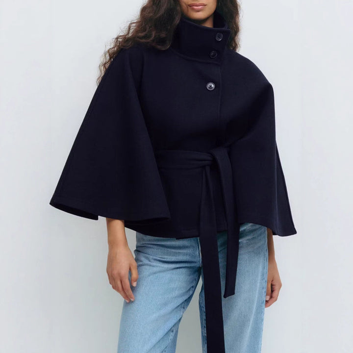 LuxeWing™ – Belted High-Collar Batwing Trench for Women