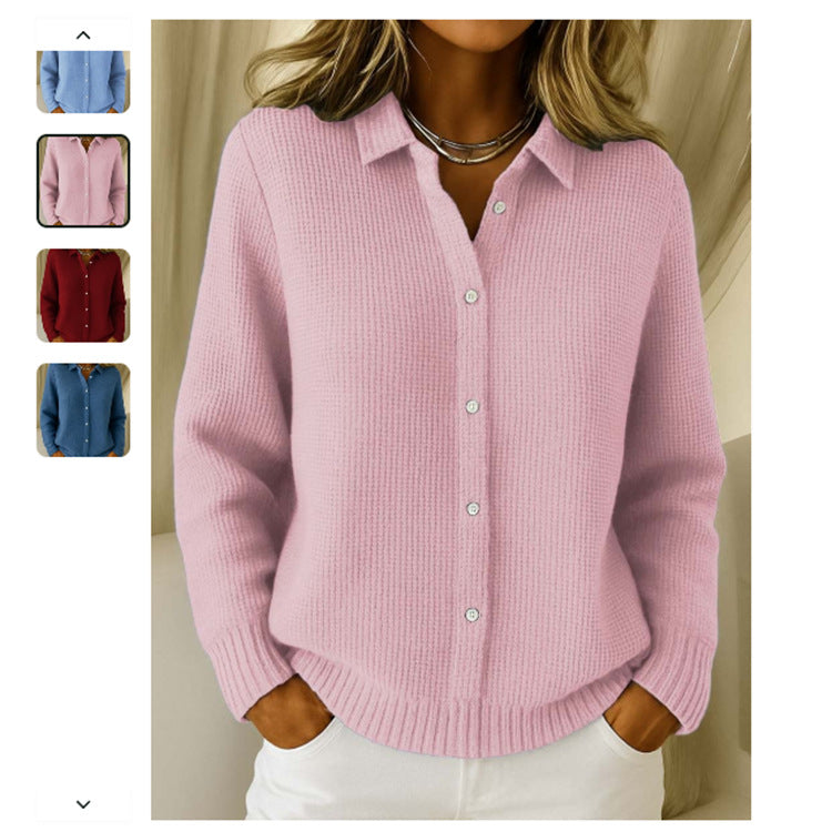Roselle™ – Woman Cozy Lapel Knit Top