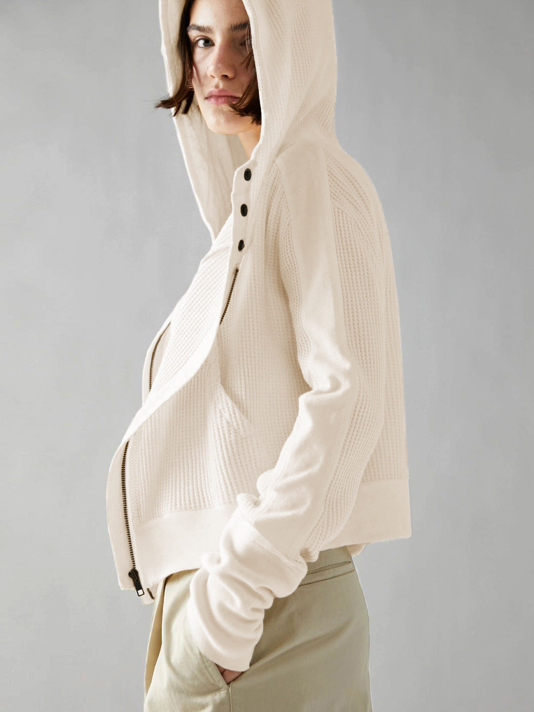 PatchFlow™ – Casual Patchwork Zip-Up Knit Cardigan