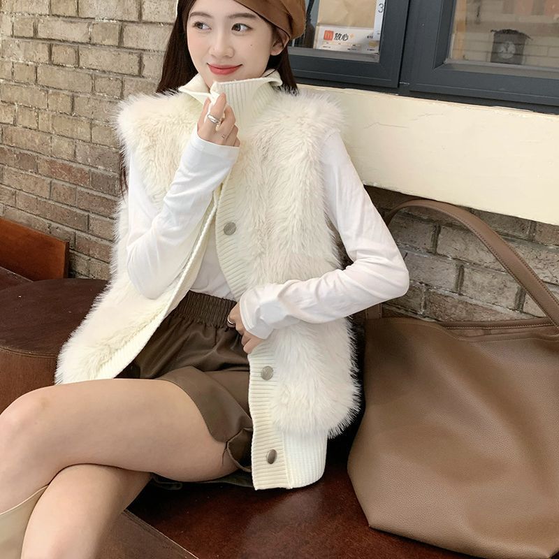 Vierre™ – Luxe Mink Woman Knit Sleeveless Vest-Coat