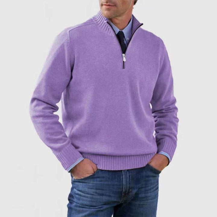 Arbor™ – premium Man stand-collar knit zip sweater