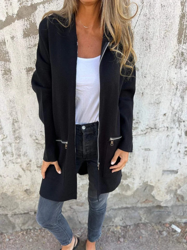 LunaHearth™ – Solid Color Hooded Jacket For Woman