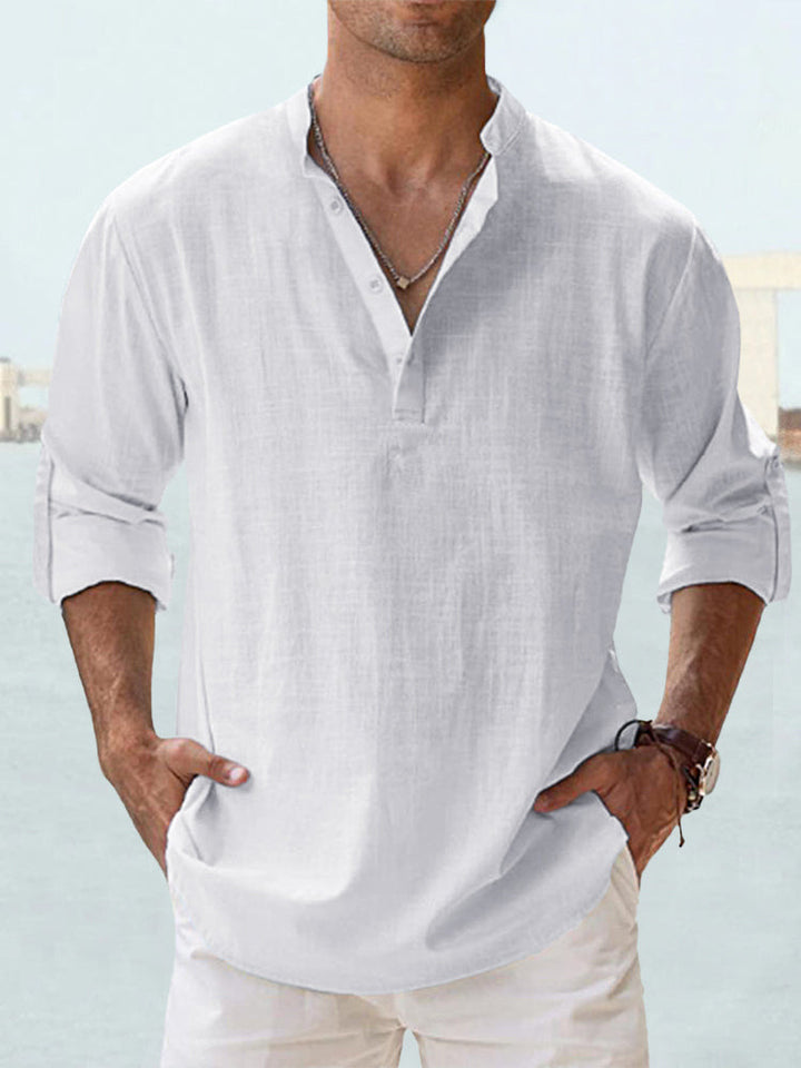 LinenCore™ – Men’s Loose Cotton-Linen Long-Sleeve Shirt