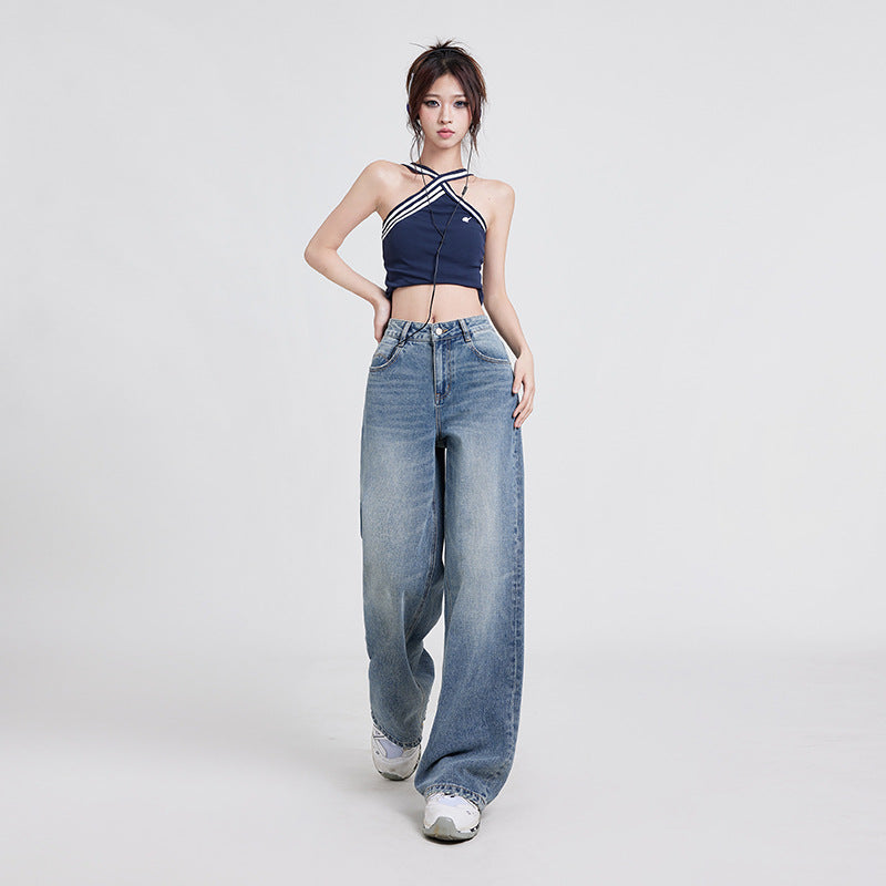 DenimFlow™ – Women’s High-Waist Baggy Straight-Leg Jeans