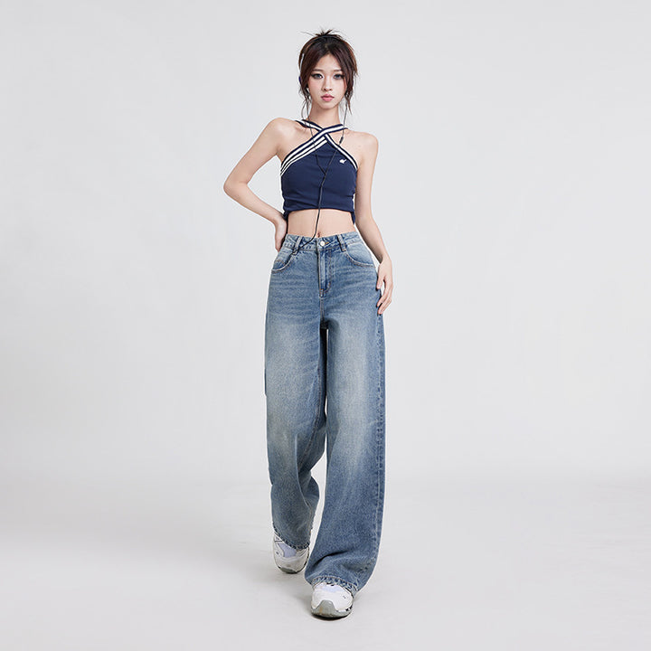 DenimFlow™ – Women’s High-Waist Baggy Straight-Leg Jeans