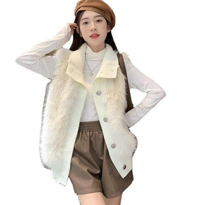Vierre™ – Luxe Mink Woman Knit Sleeveless Vest-Coat