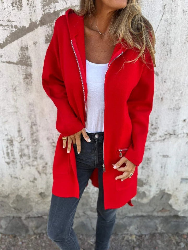 LunaHearth™ – Solid Color Hooded Jacket For Woman