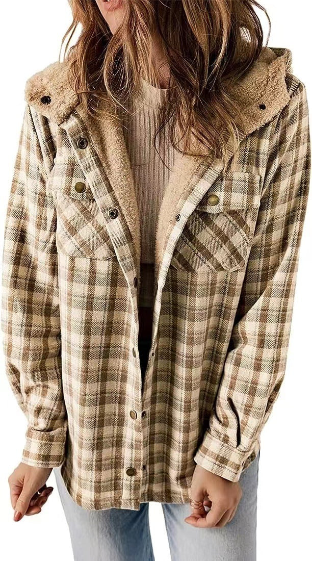 Plaidwyn™ Plaid Hooded Coat – Women’s Fleece-Lined Outerwear