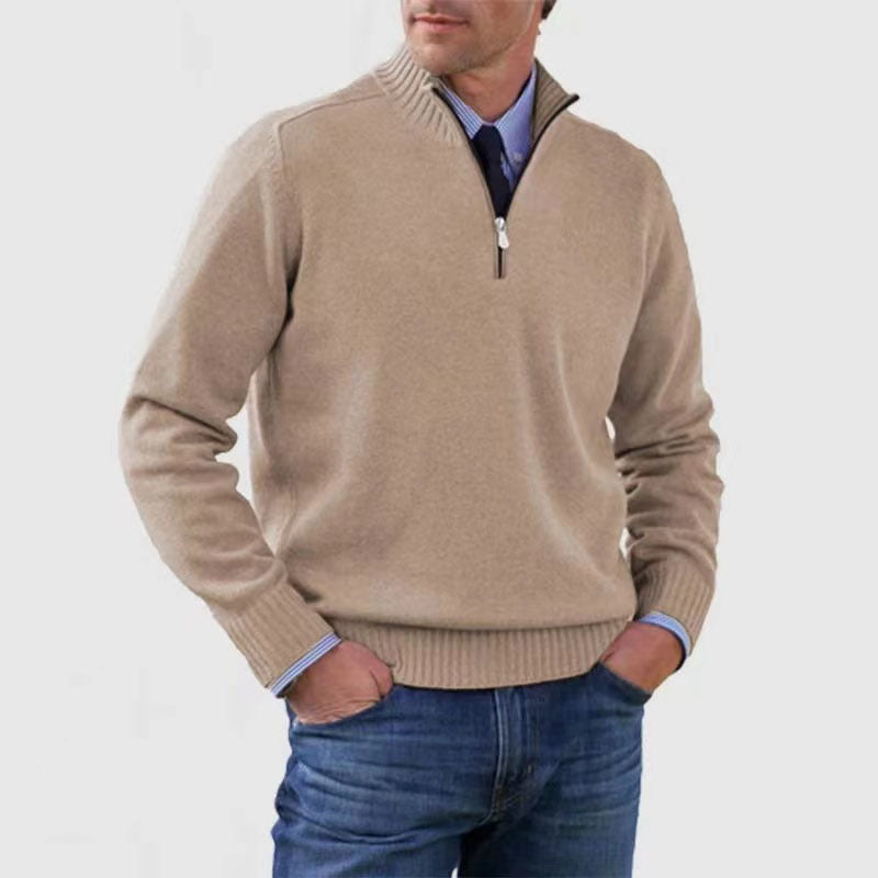 Arbor™ – premium Man stand-collar knit zip sweater